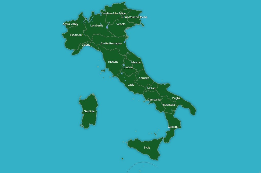 delenie talianska regióny 